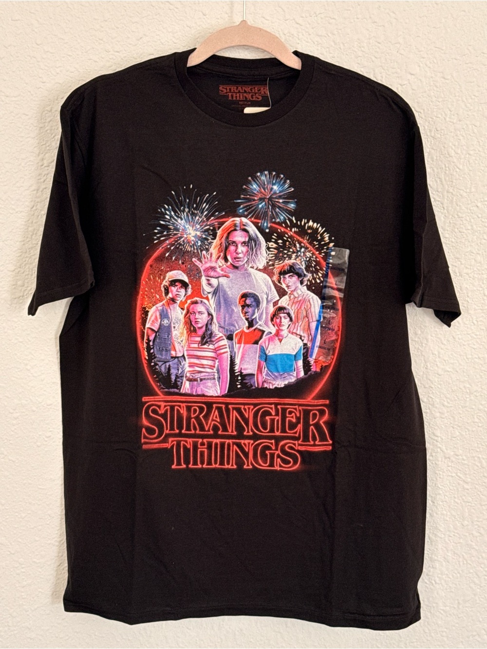Netflix Stranger Things Black Short Sleeve Tee with Multi-Color Graphic NWT